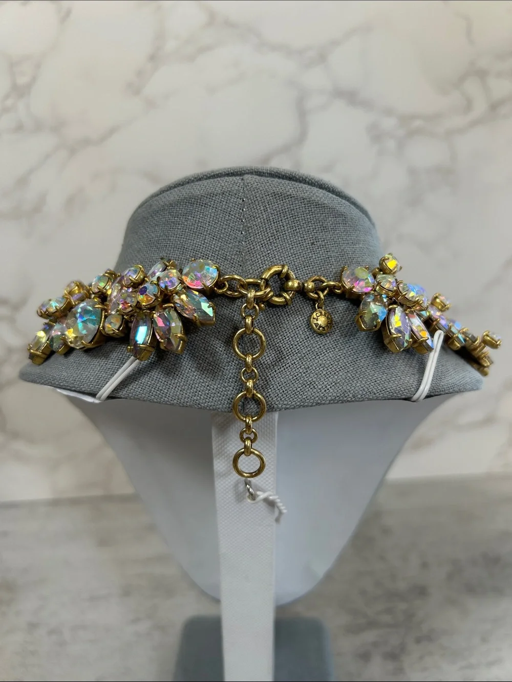 J. Crew Iridescent Crystal Collar Necklace - Gold Tone